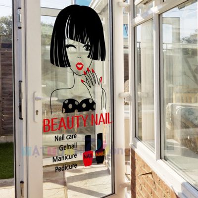 Decal dán kính dán tường Nail Salon Beauty-NSL01