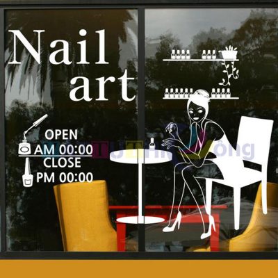 Decal nails salon dán kính dán tường NSL03